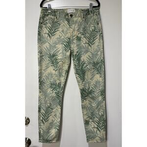 Parker Smith Palm Springs Green Leaf Print Ava Crop Skinny Jeans Size 30 EUC
